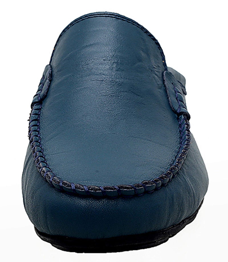 Go Tour Mens Mules Clog Slippers Breathable Leather Slip on Shoes Casual Loafers Blue 10/45 - Image 1